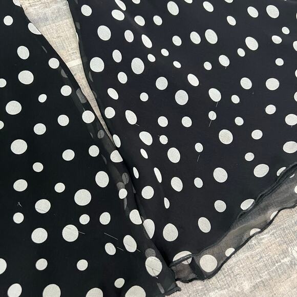 Vintage Carlisle 100% Silk Polka Dot Wide Leg Pants with Belt Black White Size 4 - Picture 11 of 14